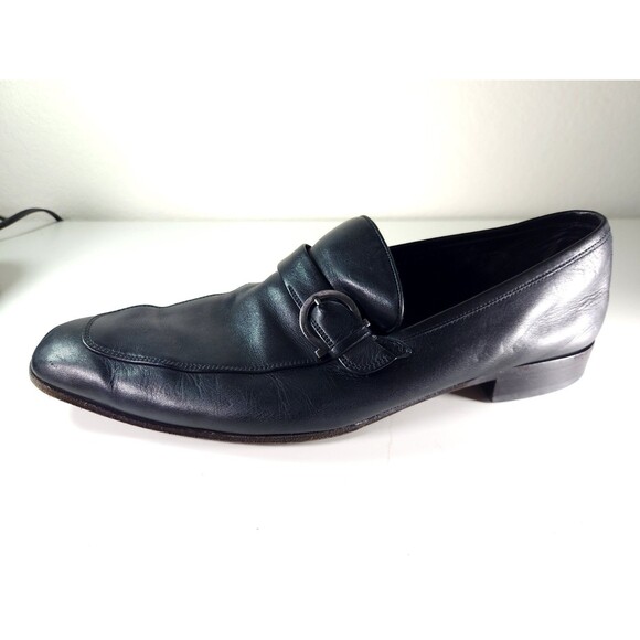Salvatore Ferragamo Men Gancini Black Leather Side Buckle Loafers 10.5 D 61VF main image 4